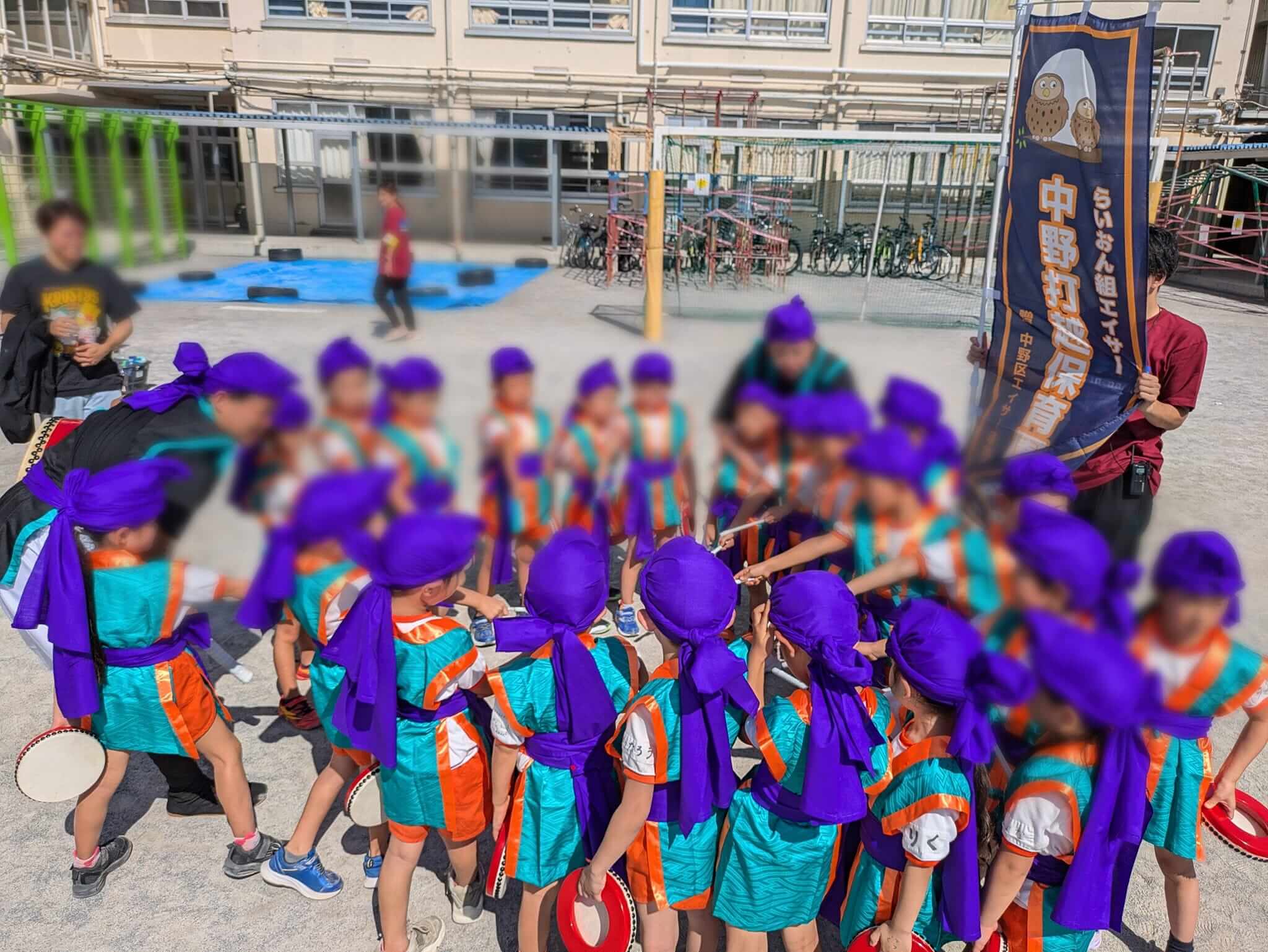 輝く️エイサー隊！中野打越保育園の運動会にてエイサー指導 | 中野